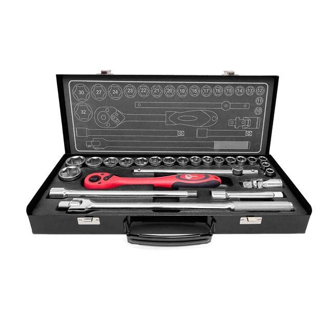 Профессиональный набор инструмента 1/2", 25 ед. (гол. 10-32 мм) INTERTOOL ET-6025