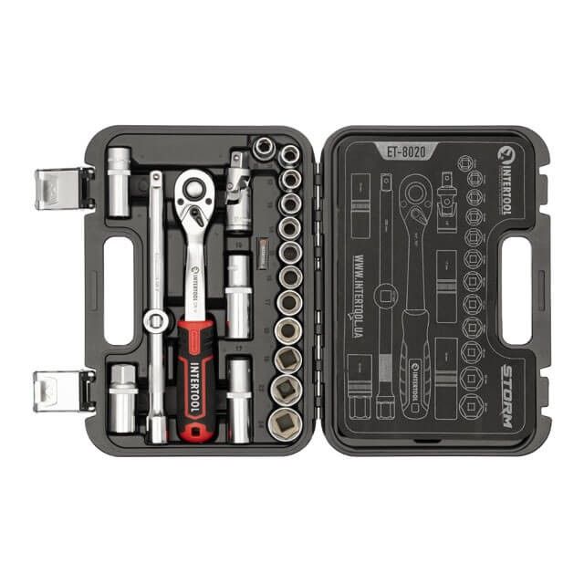 Набор инструментов 20 ед. STORM, 1/2", Сr-V INTERTOOL ET-8020