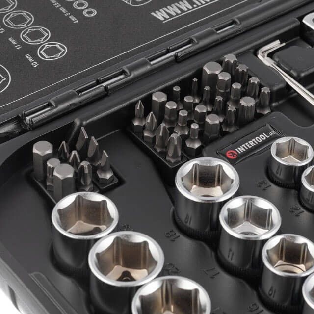 Набір інструментів 73 од. STORM, 1/2", 1/4", Cr-V INTERTOOL ET-8073