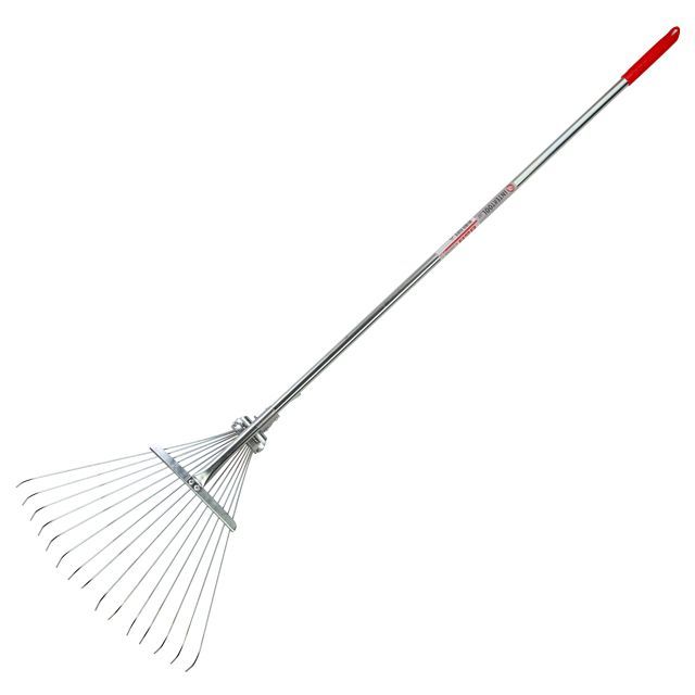 Грабли веерные 15 прутьев, металлическая рукоятка, регулировка ширины INTERTOOL FT-3004