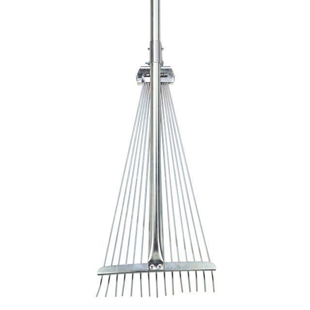 Грабли веерные 15 прутьев, металлическая рукоятка, регулировка ширины INTERTOOL FT-3004