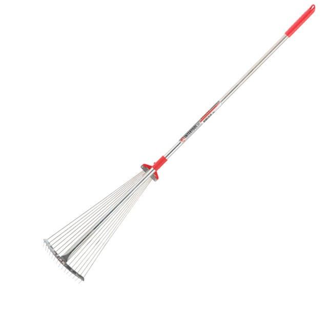 Грабли веерные 15 прутьев, металлическая рукоятка, регулировка ширины 20-65 см INTERTOOL FT-3008