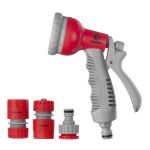 Пистолет-распылитель для полива, 8 функций, адаптер с резьбой 1/2", 3/4", 2 коннектора для шланга 1/2" INTERTOOL GE-0002