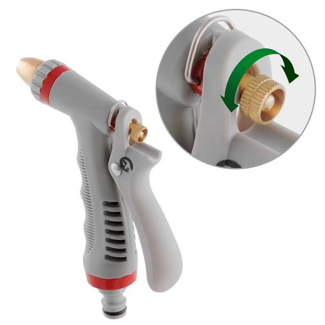 Пистолет-распылитель для полива с плавной регулировкой потока воды, ABS, PP, TPR, ZINC ALLOY, BRASS INTERTOOL GE-0012