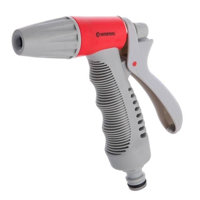 Пистолет-распылитель для полива с плавной регулировкой потока воды, ABS, PP, TPR, BRASS INTERTOOL GE-0015