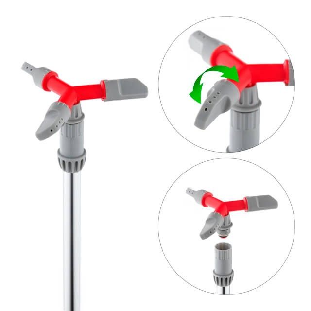 Дождеватель круговой с тремя распылителями с вращающейся головкой на штанге INTERTOOL GE-0066