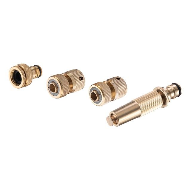 Комплект насадка латунная для полива 1/2", коннектор с аквастопом 1/2", коннектор 1/2", адаптер 1/2"и 3/4", STORM INTERTOOL GE-1426