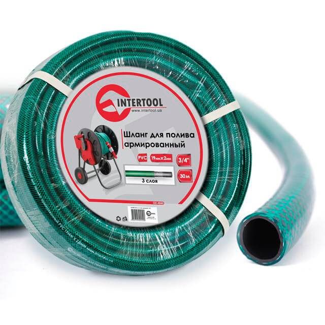 Шланг для полива 3-х слойный, 3/4", 30 м, армированный, PVC INTERTOOL GE-4045