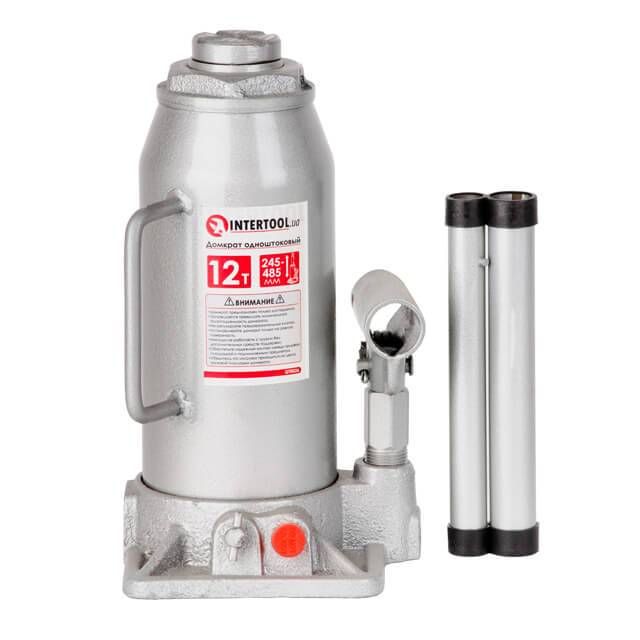 Домкрат "столбик" одноштоковый 12т, 245-485 мм INTERTOOL GT0026
