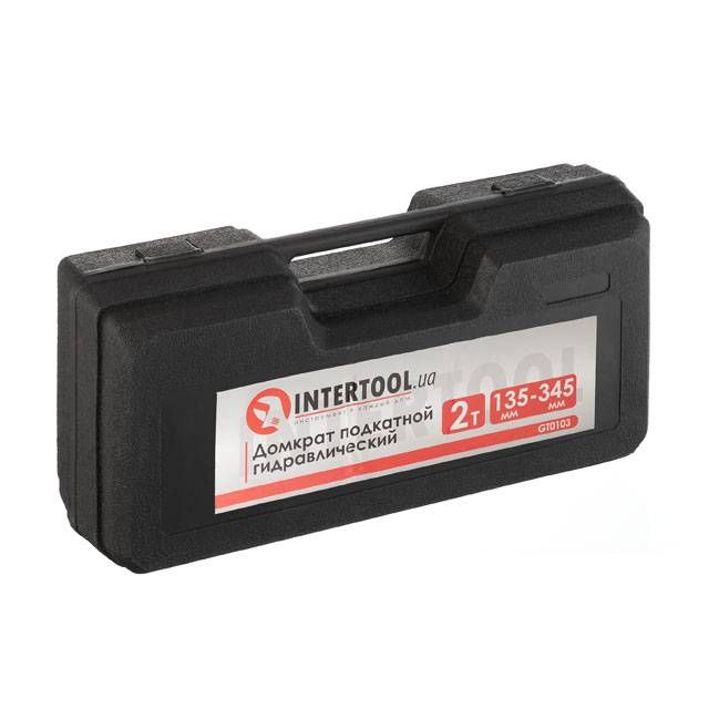 Домкрат гидравлический подкатной 2т высота подъема 135-345мм в кейсе INTERTOOL GT0103