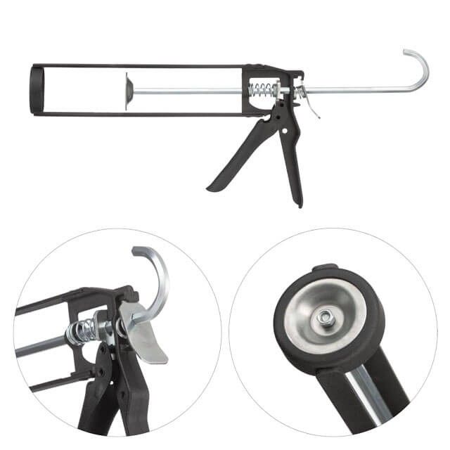 Пистолет для выдавливания герметиков рамообразный усиленный "скелет", 225 мм INTERTOOL HT-0030