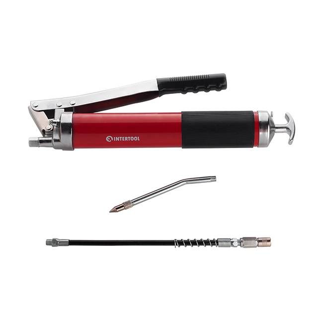 Шприц для смазки двухплунжерный 600 см³, гибкий шланг INTERTOOL HT-0060