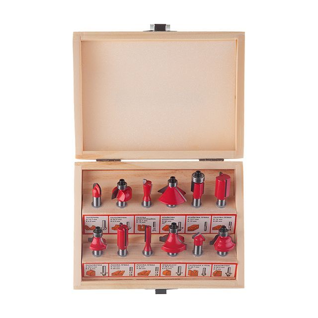 Набор фрез по дереву, 12 ед. INTERTOOL HT-0071