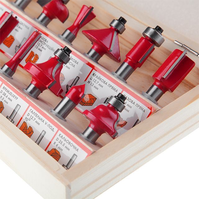 Набор фрез по дереву, 12 ед. INTERTOOL HT-0071