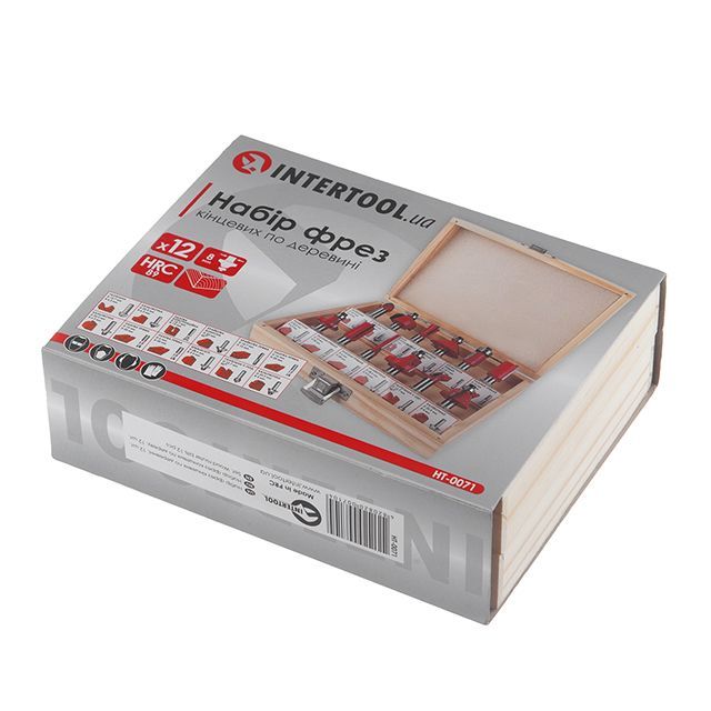 Набор фрез по дереву, 12 ед. INTERTOOL HT-0071