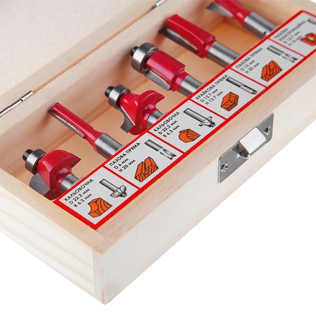 Набор фрез по дереву, 6 ед. INTERTOOL HT-0072