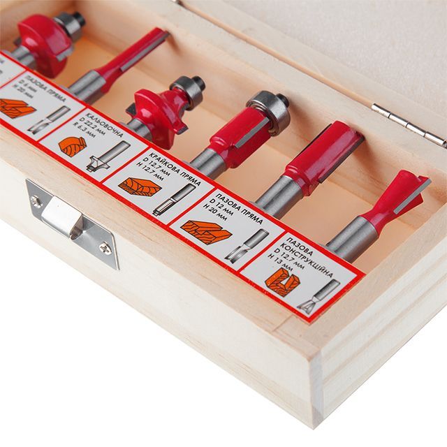 Набор фрез по дереву, 6 ед. INTERTOOL HT-0072