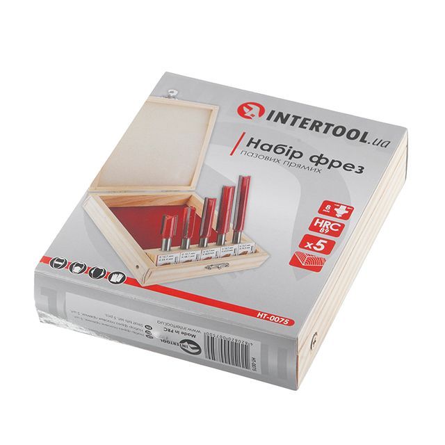 Набор фрез пазовых прямых, 5 ед. INTERTOOL HT-0075