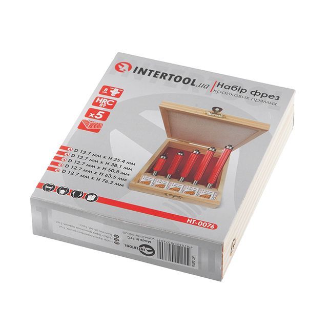 Набор фрез кромочных прямых, 5 ед. INTERTOOL HT-0076