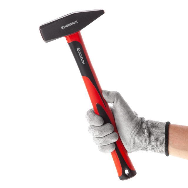Молоток, 1000 г, ручка из фибергласса INTERTOOL HT-0210