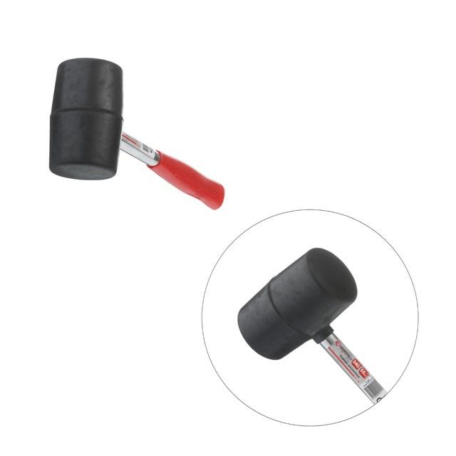Киянка резиновая 340 г, черная резина, метал. ручка INTERTOOL HT-0229