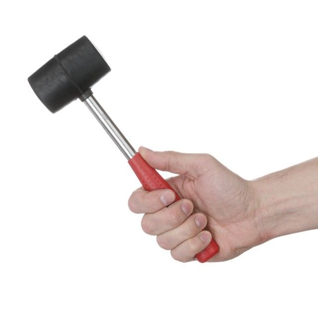 Киянка резиновая 340 г, черная резина, метал. ручка INTERTOOL HT-0229