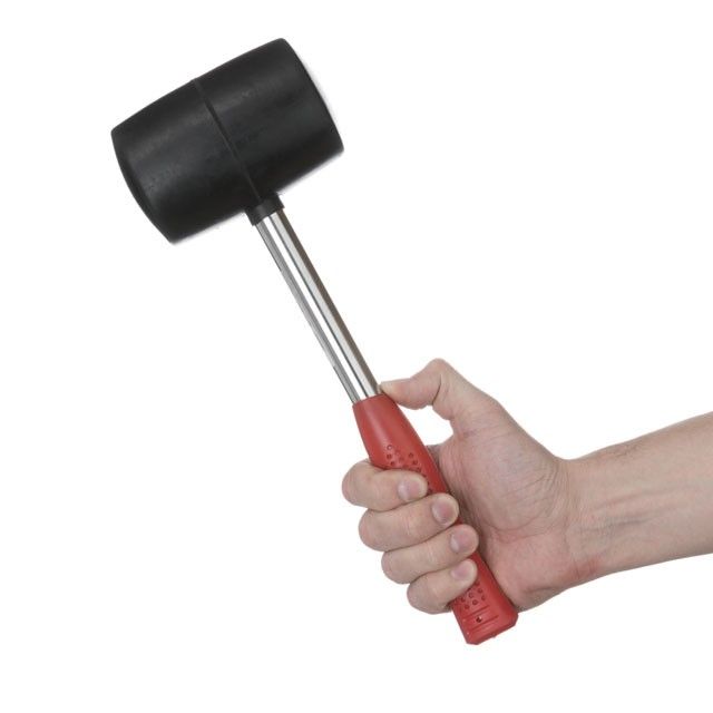 Киянка резиновая 900 г, черная резина, метал. ручка INTERTOOL HT-0233