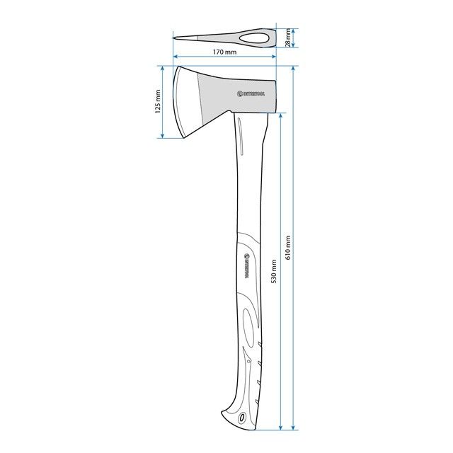 Топор 1000 г, ручка из фибергласса INTERTOOL HT-0263