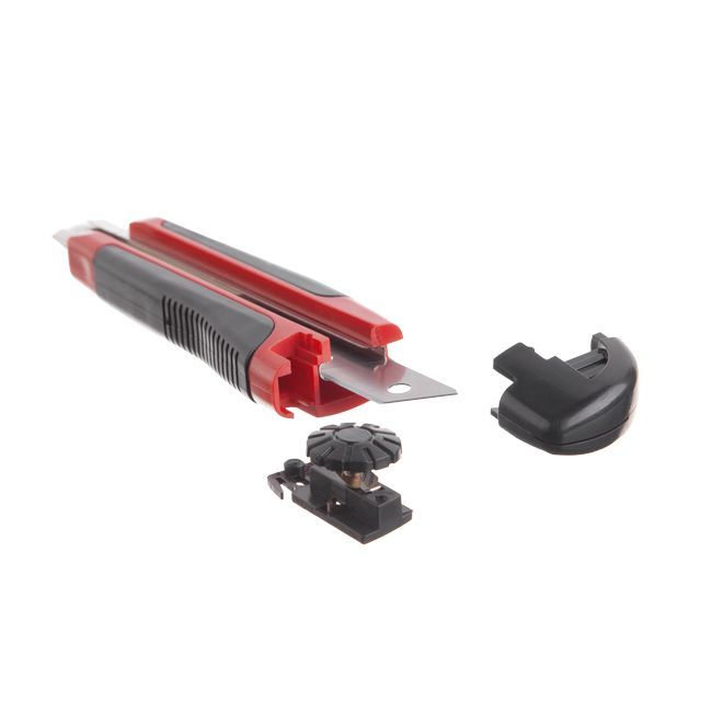 Нож сегментный 18 мм, металлическая направляющая, обрезиненная рукоятка INTERTOOL HT-0503