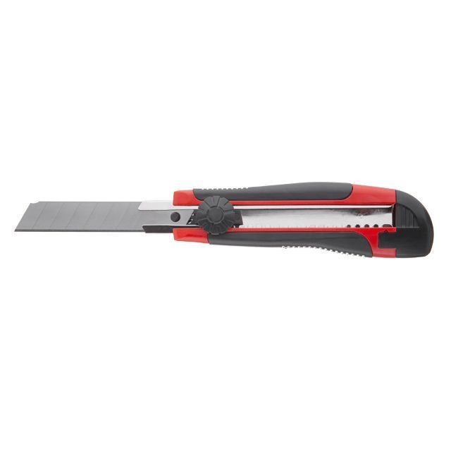 Нож сегментный 18 мм, металлическая направляющая, обрезиненная рукоятка INTERTOOL HT-0503