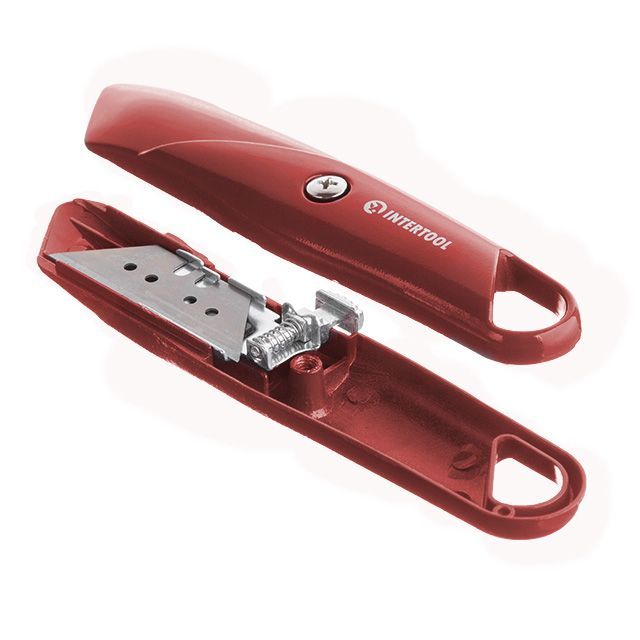 Нож трапецевидный 60*19 мм, с выдвижным лезвием, металлический корпус INTERTOOL HT-0505