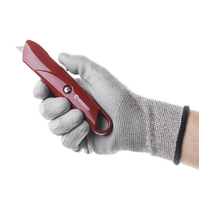 Нож трапецевидный 60*19 мм, с выдвижным лезвием, металлический корпус INTERTOOL HT-0505