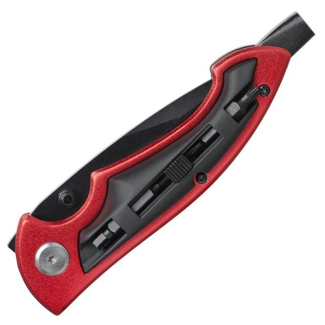 Нож складной, ручка алюминий + пластик, 4 отверточные насадки INTERTOOL HT-0592