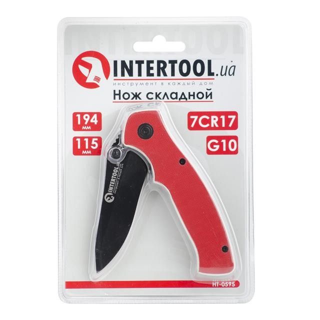 Нож складной, ручка с металлическими вставками INTERTOOL HT-0595