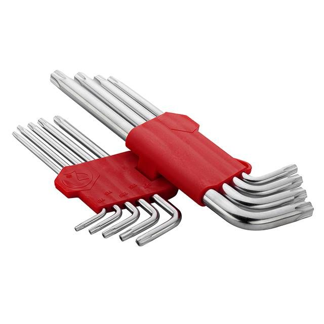 Набор Г-образных ключей TORX удлиненных с отверстием 9 ед., Т10-Т50, Cr-V INTERTOOL HT-0606