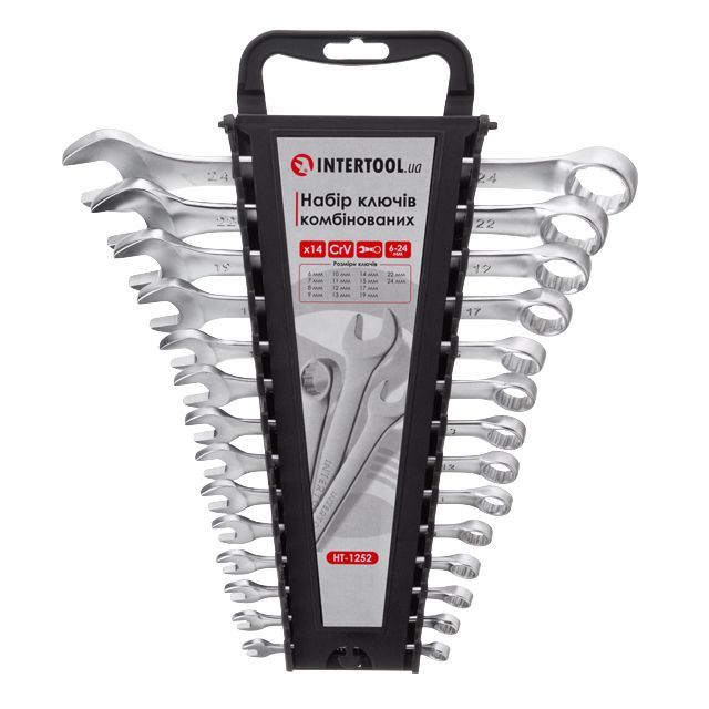 Набор ключей комбинированных 14 ед., 6-24 мм, Cr-V INTERTOOL HT-1252