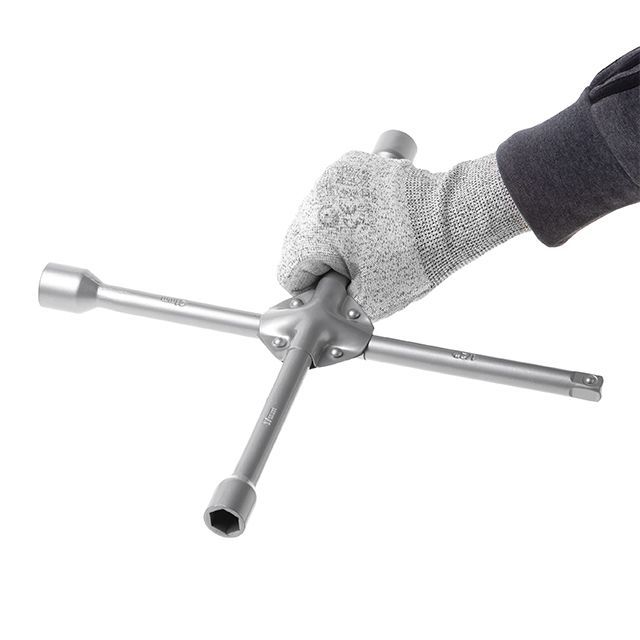 Ключ баллонный крестовой укрепленный 14"x355 мм, 16 мм, 17, 19, 21 мм INTERTOOL HT-1604