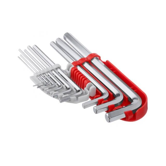 Набор Г-образных шестигранных ключей удлиненных 9 ед., 1.5-10 мм, S2, PROF INTERTOOL HT-1803