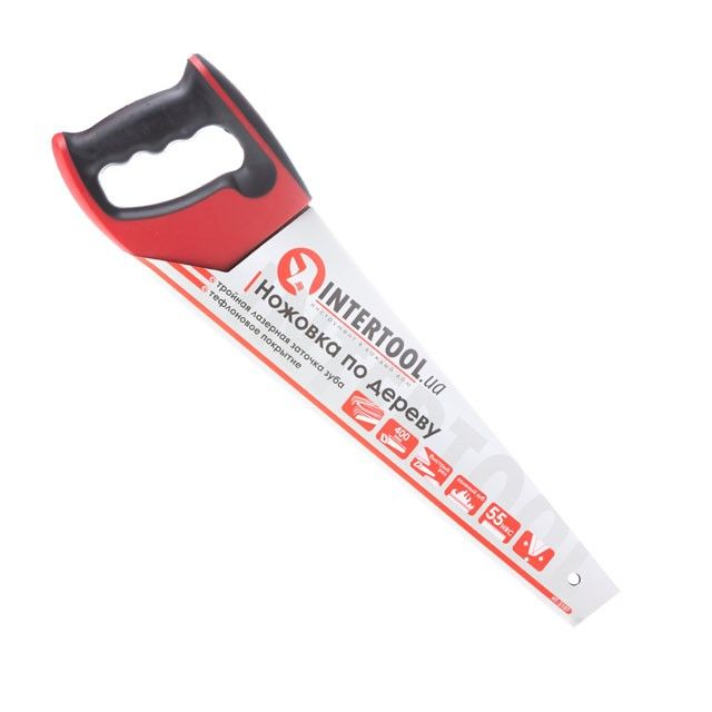 Ножовка по дереву 400 мм, с тефлоновым покрытием, каленый зуб, тройная заточка INTERTOOL HT-3107