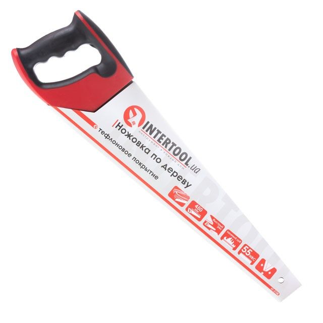 Ножовка по дереву 450 мм, с тефлоновым покрытием, каленый зуб, тройная заточка INTERTOOL HT-3108