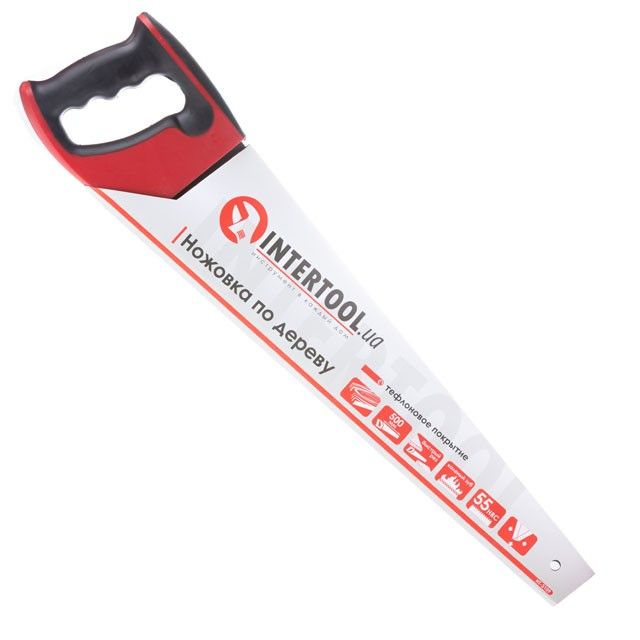 Ножовка по дереву 500 мм с тефлоновым покрытием, каленый зуб, тройная заточка INTERTOOL HT-3109