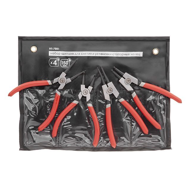 Набор щипцов для снятия и установки стопорных колец 150 мм, 4 ед. INTERTOOL HT-7001