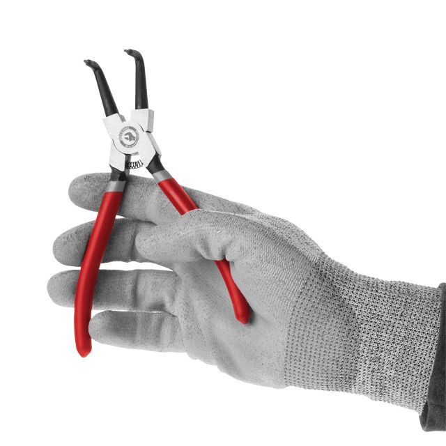 Щипцы для снятия стопорных колец 180 мм, изогнутые на сжим INTERTOOL HT-7012