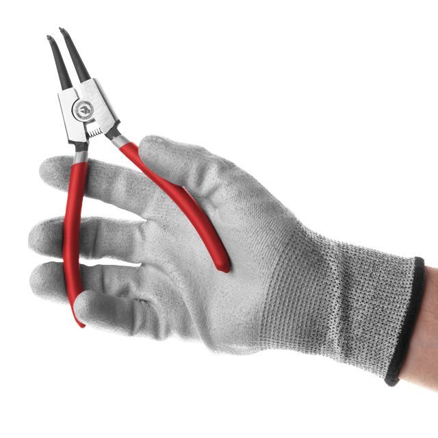 Щипцы для снятия стопорных колец 180 мм, изогнутые на разжим INTERTOOL HT-7014