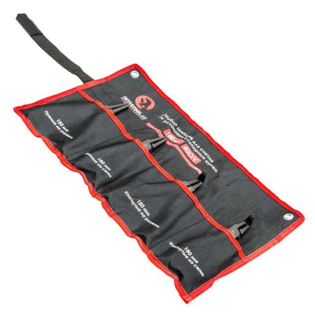 Набор щипцов для снятия и установки стопорных колец 180 мм, 40 CrV, фосфатированные, 4 ед. INTERTOOL HT-7015