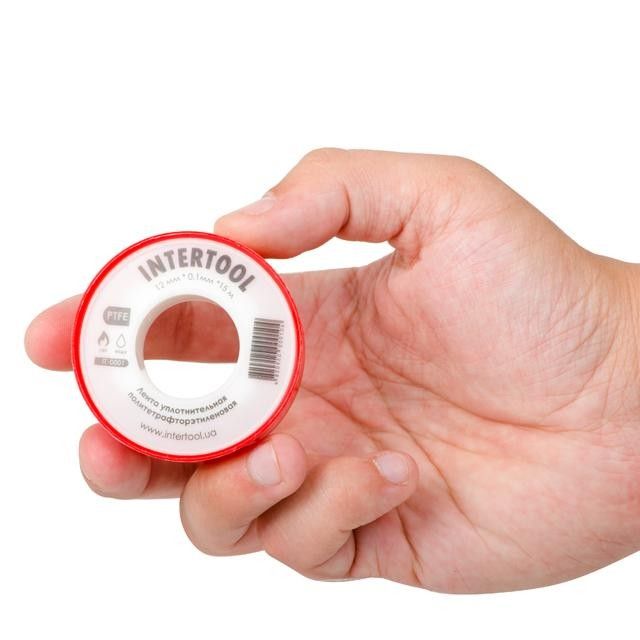 Лента тефлоновая, фум (политетрафторэтиленовая) 15 м, 0.1*12 мм, 0.2 г/см³ INTERTOOL IT-0001