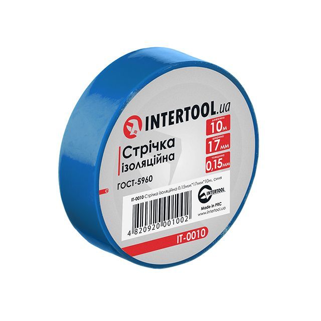 Лента изоляционная 10 м, 17*0,15 мм, синяя INTERTOOL IT-0010