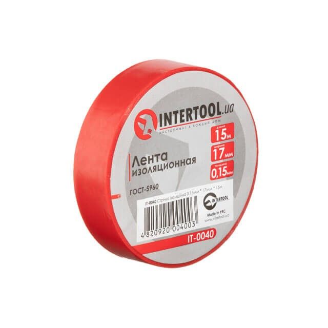 Лента изоляционная 15 м, 17*0.15 мм, красная INTERTOOL IT-0040