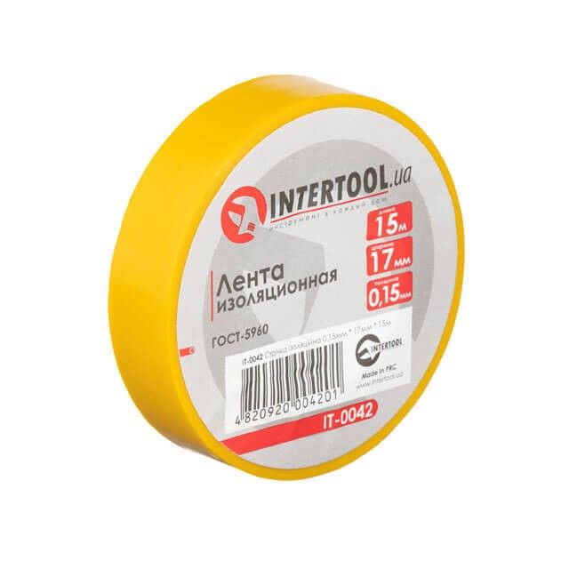 Лента изоляционная 15 м, 17*0.15 мм, желтая INTERTOOL IT-0042
