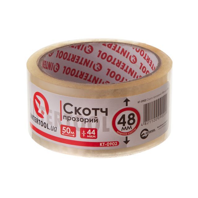 Скотч прозрачный 50 м, 48 мм, 44 мкм INTERTOOL KT-0902